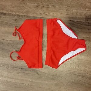 Red 2 piece swim suit